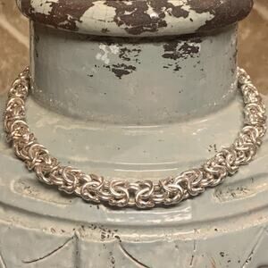 Unisex Thick Byzantine 17 In. Chain Sterling Silver 11.5mm Wide Almost 1/2 Inch